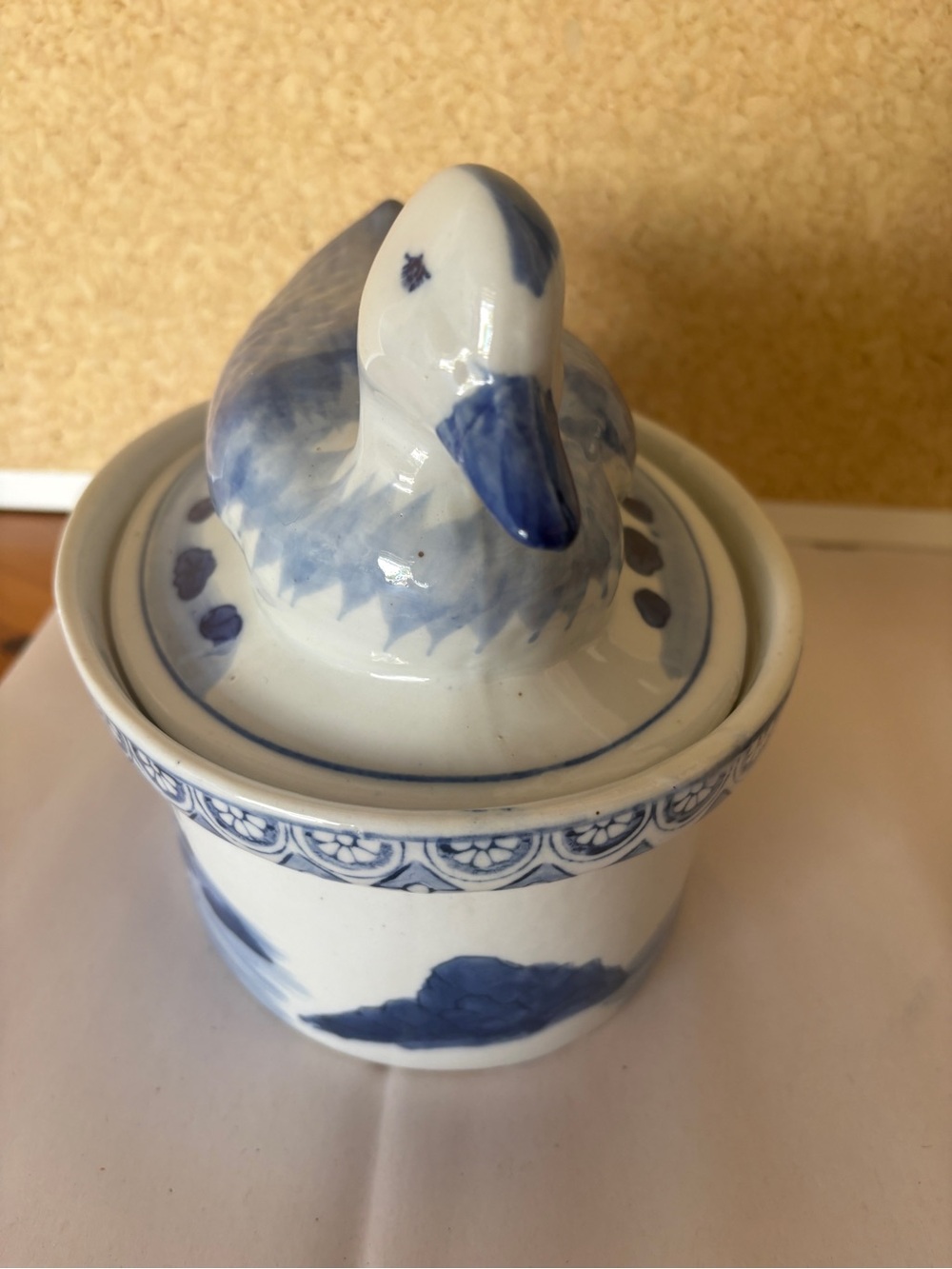 Blue and White Ceramic Duck Lidded Decorative art - Picture 3 of 9